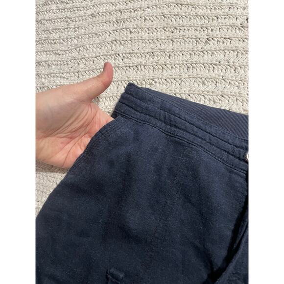 Mia & Tess Linen Pull On Pants Wide Leg Cropped Womens Size Large Navy Blue - Picture 8 of 10
